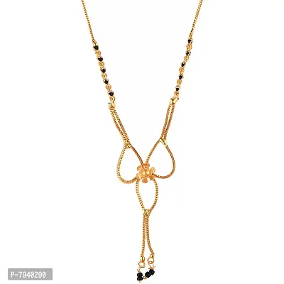 9blings Gold Plated Bow Design Embedded Mangalsutra For Women (Gold, 30gm)