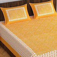 Stylish Fancy Comfortable Cotton Printed King Double 1 Bedsheet + 2 Pillowcovers-thumb1