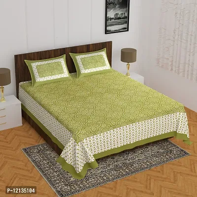 Stylish Fancy Comfortable Cotton Printed King Double 1 Bedsheet + 2 Pillowcovers-thumb0