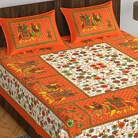 Stylish Fancy Comfortable Cotton Printed King Double 1 Bedsheet + 2 Pillowcovers-thumb1