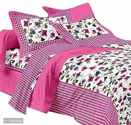 Stylish Fancy Comfortable Cotton Printed King Double 1 Bedsheet + 2 Pillowcovers-thumb2