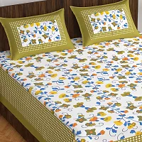 Stylish Fancy Comfortable Cotton Printed King Double 1 Bedsheet + 2 Pillowcovers-thumb1