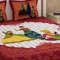 Stylish Fancy Comfortable Cotton Printed King Double 1 Bedsheet + 2 Pillowcovers-thumb1