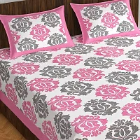 Stylish Fancy Comfortable Cotton Printed King Double 1 Bedsheet + 2 Pillowcovers-thumb1