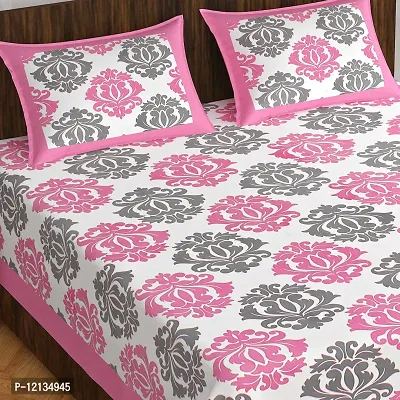 Stylish Fancy Comfortable Cotton Printed King Double 1 Bedsheet + 2 Pillowcovers-thumb2