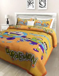 Comfortable Multicoloured Cotton Queen 1 Bedsheet + 2 Pillowcovers-thumb2