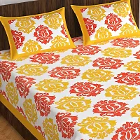 Stylish Fancy Comfortable Cotton Printed King Double 1 Bedsheet + 2 Pillowcovers-thumb1