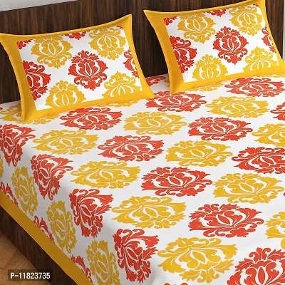 Stylish Fancy Comfortable Cotton Printed King Double 1 Bedsheet + 2 Pillowcovers-thumb2