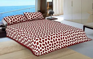 Stylish Fancy Comfortable Cotton Printed King Double 1 Bedsheet + 2 Pillowcovers-thumb2