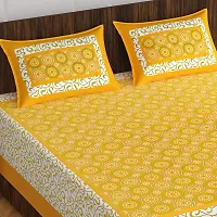 Stylish Fancy Comfortable Cotton Printed King Double 1 Bedsheet + 2 Pillowcovers-thumb1