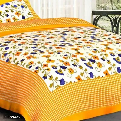 Comfortable Multicoloured Cotton Double 1 Bedsheet + 2 Pillowcovers-thumb2
