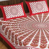 Stylish Fancy Comfortable Cotton Printed King Double 1 Bedsheet + 2 Pillowcovers-thumb1