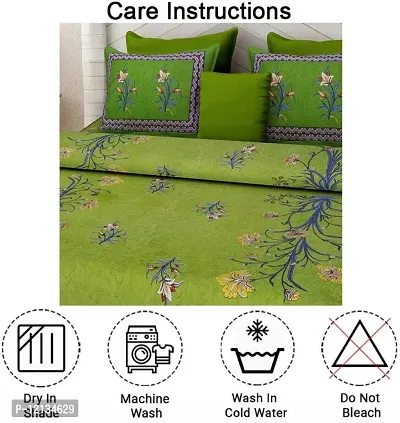 Stylish Fancy Comfortable Cotton Printed King Double 1 Bedsheet + 2 Pillowcovers-thumb3