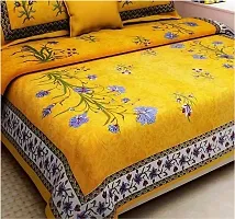 Stylish Fancy Comfortable Cotton Printed King Double 1 Bedsheet + 2 Pillowcovers-thumb1