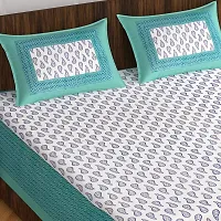 Stylish Fancy Comfortable Cotton Printed King Double 1 Bedsheet + 2 Pillowcovers-thumb1