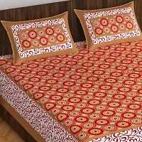 Stylish Fancy Comfortable Cotton Printed King Double 1 Bedsheet + 2 Pillowcovers-thumb1