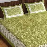 Stylish Fancy Comfortable Cotton Printed King Double 1 Bedsheet + 2 Pillowcovers-thumb1