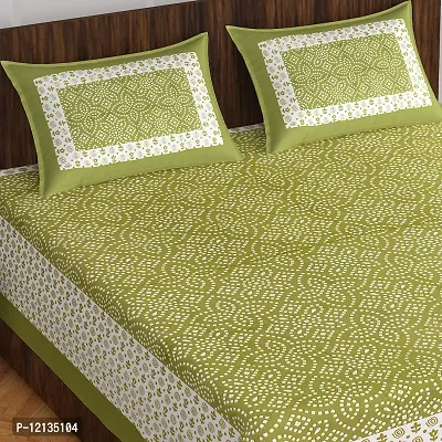 Stylish Fancy Comfortable Cotton Printed King Double 1 Bedsheet + 2 Pillowcovers-thumb2