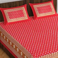 Stylish Fancy Comfortable Cotton Printed King Double 1 Bedsheet + 2 Pillowcovers-thumb1