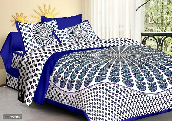 Comfortable Cotton Printed Double Bedsheet with Two Pillow Covers-thumb0