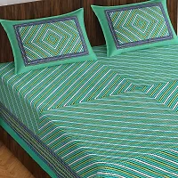 Stylish Fancy Comfortable Cotton Printed King Double 1 Bedsheet + 2 Pillowcovers-thumb1