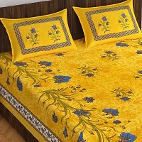 Stylish Fancy Comfortable Cotton Printed King Double 1 Bedsheet + 2 Pillowcovers-thumb1