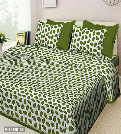 Stylish Fancy Comfortable Cotton Printed King Double 1 Bedsheet + 2 Pillowcovers-thumb0