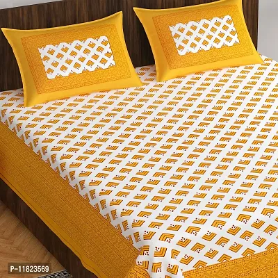 Stylish Fancy Comfortable Cotton Printed King Double 1 Bedsheet + 2 Pillowcovers-thumb2