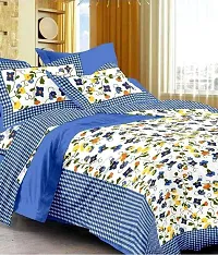 Comfortable Multicoloured Cotton Queen 1 Bedsheet + 2 Pillowcovers-thumb2