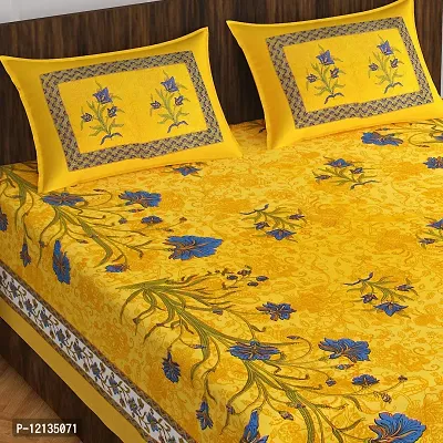 Stylish Fancy Comfortable Cotton Printed King Double 1 Bedsheet + 2 Pillowcovers-thumb2