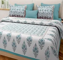 Stylish Fancy Comfortable Cotton Printed King Double 1 Bedsheet + 2 Pillowcovers-thumb1