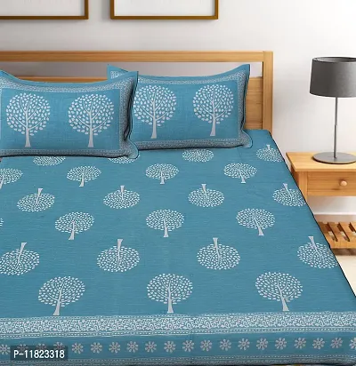 Stylish Fancy Comfortable Cotton Printed King Double 1 Bedsheet + 2 Pillowcovers