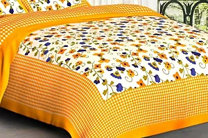 Comfortable Cotton Jaipuri Printed Double Bedsheet with Two Pillow Covers-thumb1