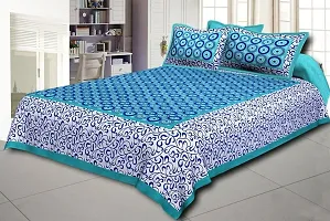 Stylish Fancy Comfortable Cotton Printed King Double 1 Bedsheet + 2 Pillowcovers-thumb2