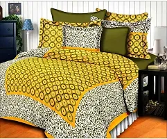 Comfortable Multicoloured Cotton Queen 1 Bedsheet + 2 Pillowcovers-thumb1