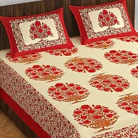 Stylish Fancy Comfortable Cotton Printed King Double 1 Bedsheet + 2 Pillowcovers-thumb1