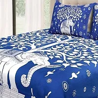 Stylish Fancy Comfortable Cotton Printed King Double 1 Bedsheet + 2 Pillowcovers-thumb1