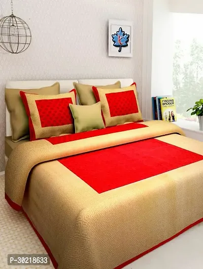 Comfortable Multicoloured Cotton Queen 1 Bedsheet + 2 Pillowcovers For Women-thumb0