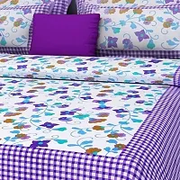 Comfortable Multicoloured Cotton Queen 1 Bedsheet + 2 Pillowcovers-thumb1