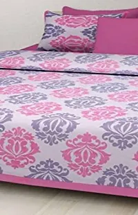 Stylish Fancy Comfortable Cotton Printed King Double 1 Bedsheet + 2 Pillowcovers-thumb1