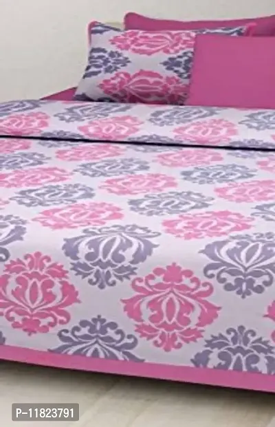 Stylish Fancy Comfortable Cotton Printed King Double 1 Bedsheet + 2 Pillowcovers-thumb2