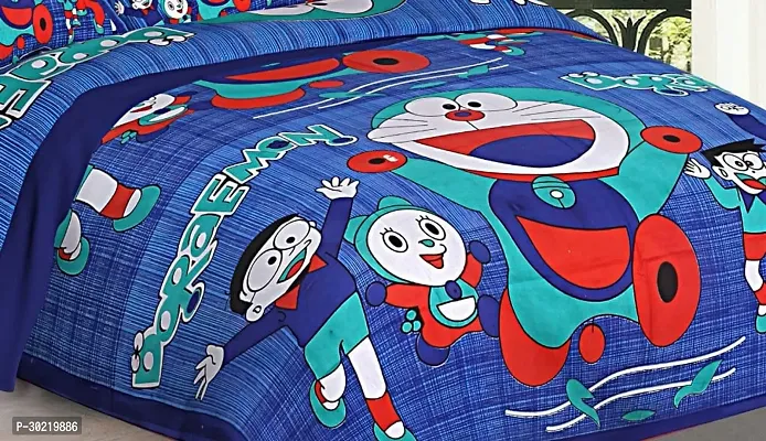 Comfortable Cotton Cartoon Characters Double Bedsheet with Two Pillow Covers-thumb2