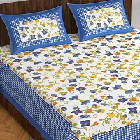 Stylish Fancy Comfortable Cotton Printed King Double 1 Bedsheet + 2 Pillowcovers-thumb1