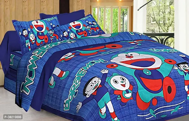 Comfortable Cotton Cartoon Characters Double Bedsheet with Two Pillow Covers-thumb0