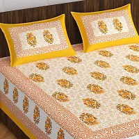 Stylish Fancy Comfortable Cotton Printed King Double 1 Bedsheet + 2 Pillowcovers-thumb1