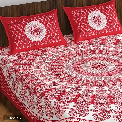 Stylish Fancy Comfortable Cotton Printed King Double 1 Bedsheet + 2 Pillowcovers-thumb2