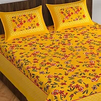 Stylish Fancy Comfortable Cotton Printed King Double 1 Bedsheet + 2 Pillowcovers-thumb1