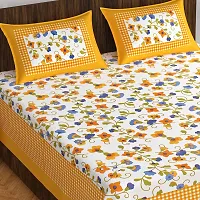 Stylish Fancy Comfortable Cotton Printed King Double 1 Bedsheet + 2 Pillowcovers-thumb1