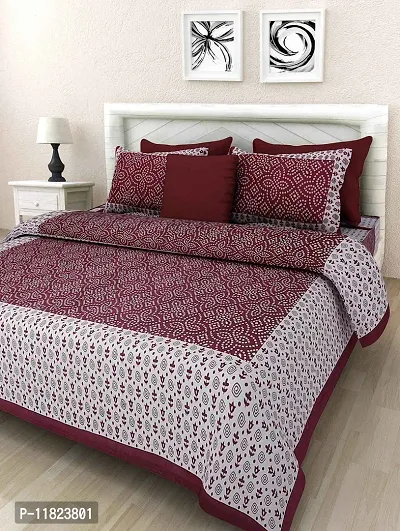 Stylish Fancy Comfortable Cotton Printed King Double 1 Bedsheet + 2 Pillowcovers-thumb0