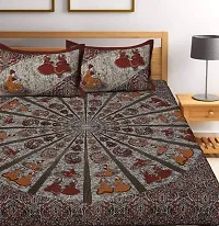 Stylish Fancy Comfortable Cotton Printed King Double 1 Bedsheet + 2 Pillowcovers-thumb1